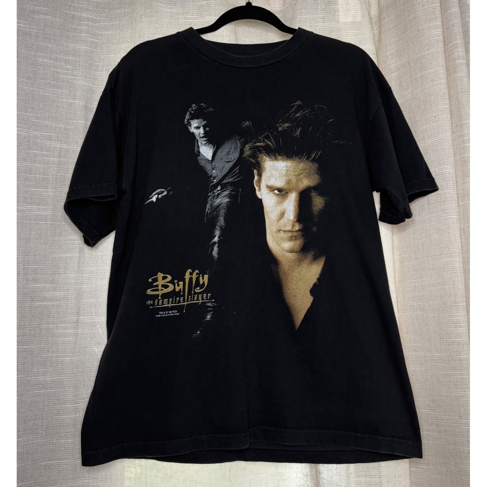 1998 Vintage Buffy The Vampire Slayer Angel Blue Grape Fox TV Shirt Men's Large
